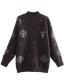 Fashion Beige Snowflake Print Turtleneck Pullover