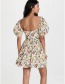 Fashion White V-neck Fungus Print Dress