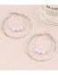 Fashion Silver Metal Pearl Geometric Double Hoop Earrings