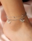 Fashion Silver Alloy Hollow Heart Chain Double Anklet