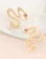 Fashion Gold Metal Geometric Embossed Snake Stud Earrings