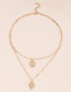 Fashion Gold Alloy Seahorse Geometric Double Layer Necklace