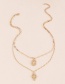 Fashion Gold Alloy Seahorse Geometric Double Layer Necklace