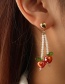 Fashion Red Resin Glass Beads Fruit Tassel Earrings