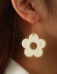 Fashion White Resin Bamboo Rattan Straw Flower Stud Earrings