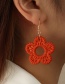 Fashion Rose Red Resin Bamboo Rattan Straw Flower Stud Earrings