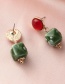 Fashion Red And Green Resin Contrast Ink Splash Geometric Stud Earrings