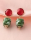 Fashion Red And Green Resin Contrast Ink Splash Geometric Stud Earrings