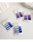 Fashion Blue Square Hair Clip Gradient Frosted Square Hair Clip Set