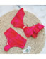 Fashion Pink Print Ruffled V-neck High Waist Split Swimsuit
