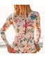 Fashion White Printed Backless Long Sleeve Swimsuit