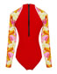 Fashion Red Printed Long-sleeve Swimsuit