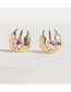 Fashion White K Copper Piercing Twist Ball Pentagram Wing Stud Earrings