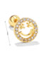 Fashion 494 White K Brass Diamond Piercing Twist Ball Smiley Stud Earrings