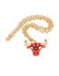 Fashion Gold Alloy Diamond Drop Oil Bull Head Necklace