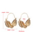 Fashion Gold Alloy Set Rhinestone Leaf Earrings