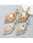 Fashion Champagne Powder Alloy Diamond Geometric Stud Earrings