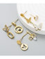 Fashion Gold Titanium Diamond Butterfly Geometric Earring Set