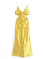 Fashion Yellow Geometric Open-waist Slip Dress