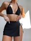 Fashion Black Three-piece Halterneck Tie-up Swimsuit