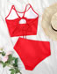 Fashion Red Cutout Back Split Swimsuit