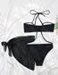 Fashion Black Three-piece Halterneck Tie-up Swimsuit