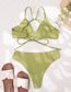 Fashion Green Solid Color Strapless High Waist Swimsuit