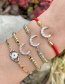 Fashion Color Brass Braided Bracelet With Zirconium Crescent Beads