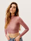 Fashion Pink Printed Stand Collar Cropped Top