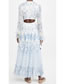 Fashion Blue Chiffon Print V-neck Irregular Dress