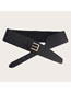 Fashion Black Faux Leather Pin Buckle Elastic Girdle