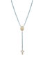 Fashion Golden Pearl Chain Titanium Steel Gold Plated Madonna Cross Y Necklace