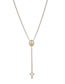 Fashion Golden Pearl Chain Titanium Steel Gold Plated Madonna Cross Y Necklace