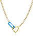 Fashion Blue Solid Copper Gold Plated Heart Pin Necklace