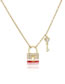 Fashion 1# Bronze Zirconium Drip Gold Lock And Key Necklace