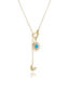 Fashion Blue Bronze Zirconium Star Moon Y Necklace