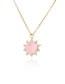 Fashion Pink Bronze Zirconium Drop Oil Small Sun Necklace