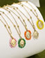 Fashion Pink Copper Inlaid Rice Bead Tag Necklace
