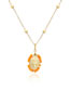 Fashion Orange Copper Inlaid Rice Bead Tag Necklace