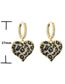 Fashion 1 Pair Of Gold Earrings Brass-set Zirconium Oil Leopard Peach Heart Earrings