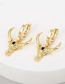 Fashion Gold Brass Inlaid Zirconium Bull Head Earrings