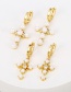Fashion Gold-2 Brass Zirconium Pearl Cross Earrings