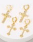 Fashion Gold Brass Inset Zirconium Cross Earrings