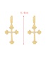 Fashion Gold Brass Inset Zirconium Cross Earrings