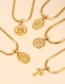 Fashion Gold-5 Titanium Steel Double Sided Portrait Necklace