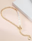 Fashion Gold Alloy Chain Stitching Pearl Ot Buckle Y Necklace