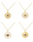 Fashion Gold-3 Bronze Zirconium Irregular Eye Pendant Necklace