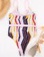 Fashion Color Try Colorful Striped Cutout One-piece Swimsuit