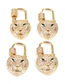 Fashion Gold Color Copper Inlaid Zirconium Full Diamond Leopard Head Diy Button