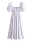 Fashion White Polycotton Pleated Lapel Dress